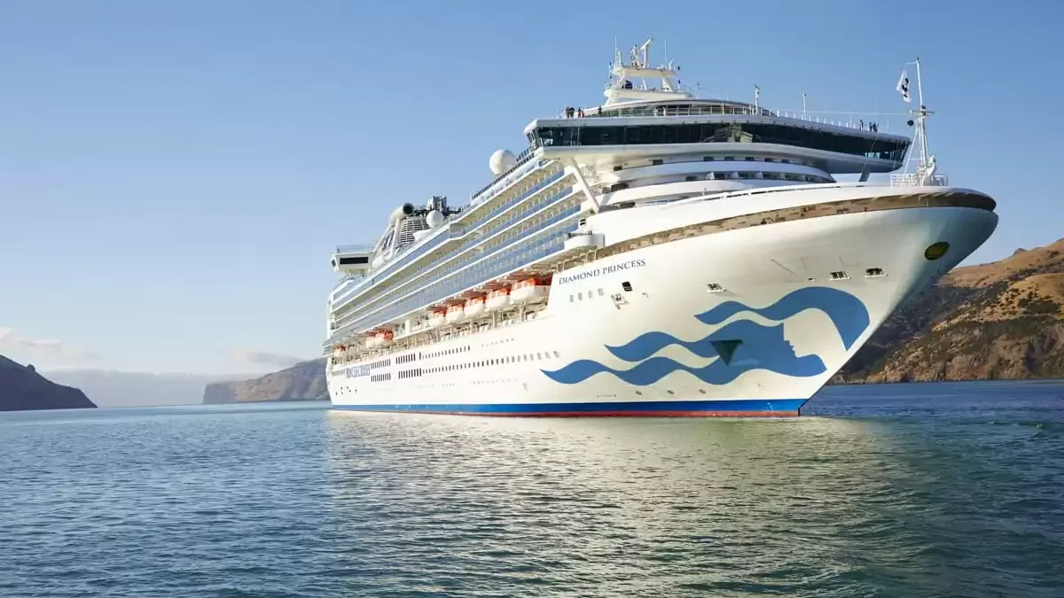 Le Diamond Princess en mer, vu du ciel