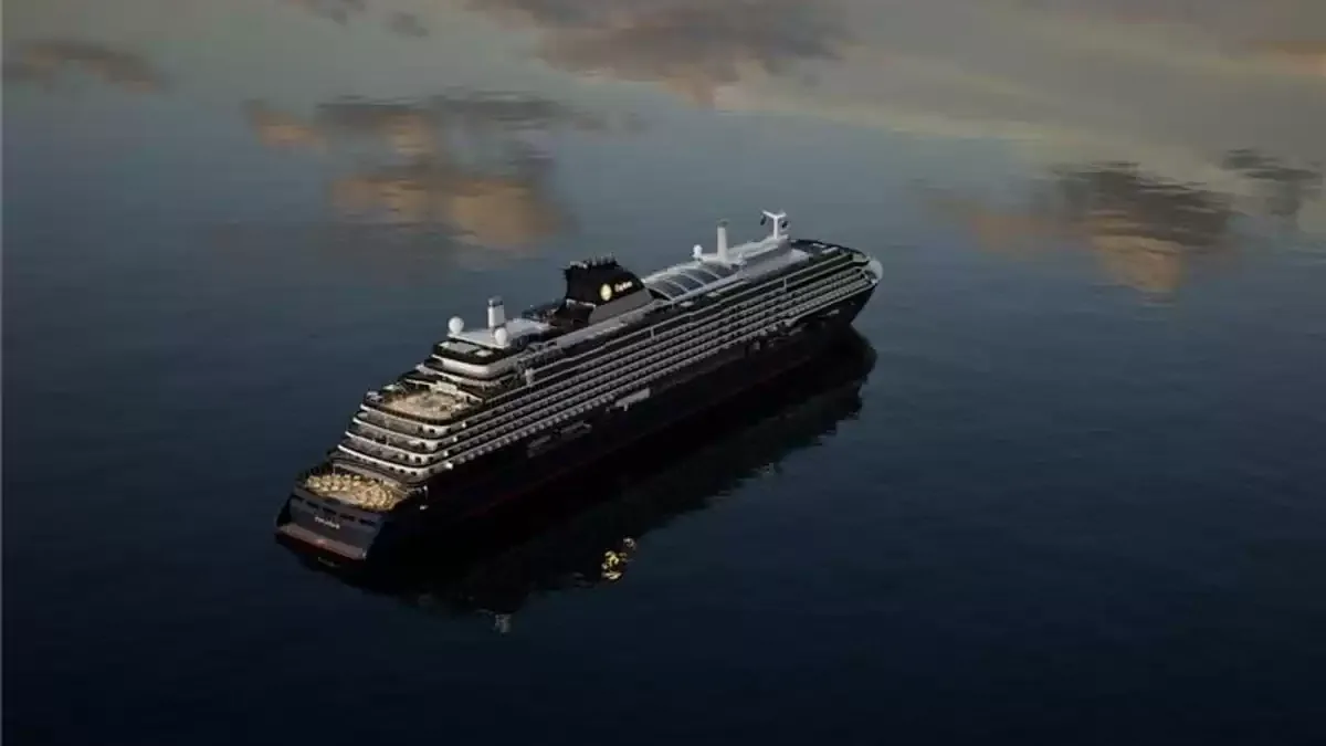 Le EXPLORA V en mer, vu du ciel