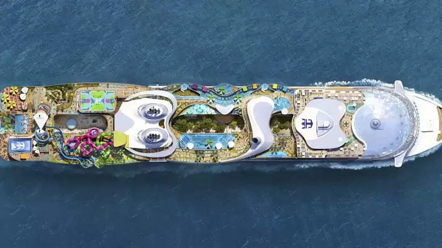 Le Icon of the seas en mer, vu du ciel
