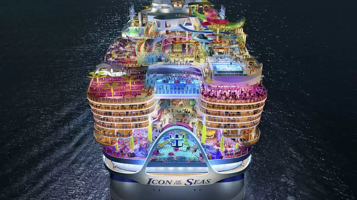 Le Icon of the seas en mer, vu du ciel