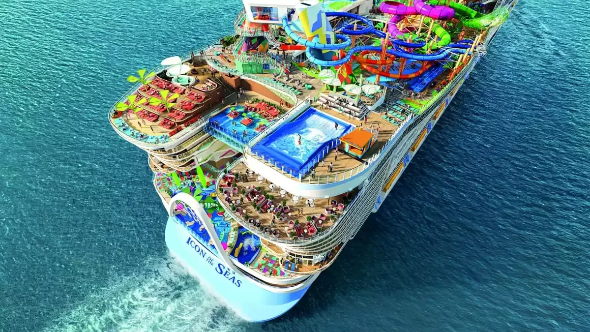 Le Icon of the seas en mer, vu du ciel