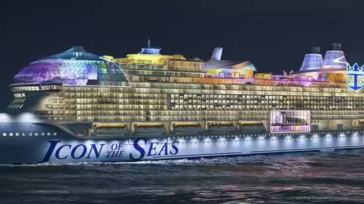 Le Icon of the seas en mer, vu du ciel