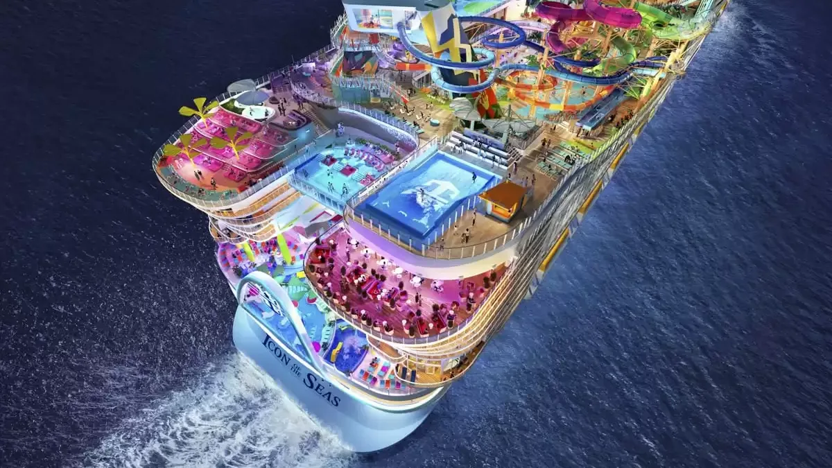 Le Icon of the seas en mer, vu du ciel