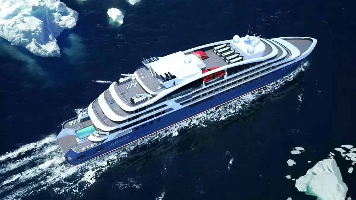 Le Le Jacques Cartier en mer, vu du ciel