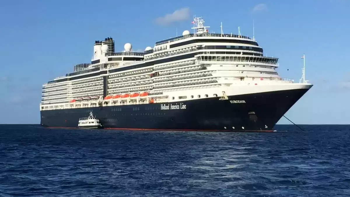 Le MS Eurodam en mer, vu du ciel