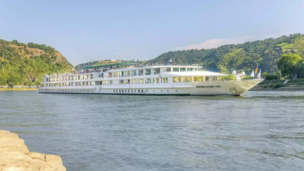 Le MS Gerard Schmitter en mer, vu du ciel