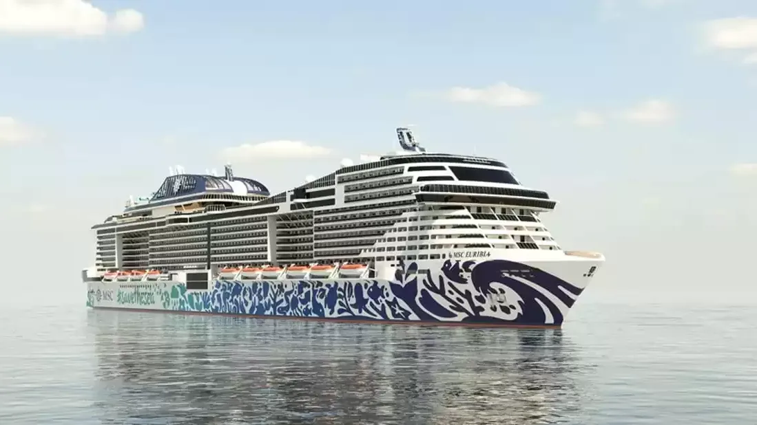 Le MSC Euribia en mer, vu du ciel