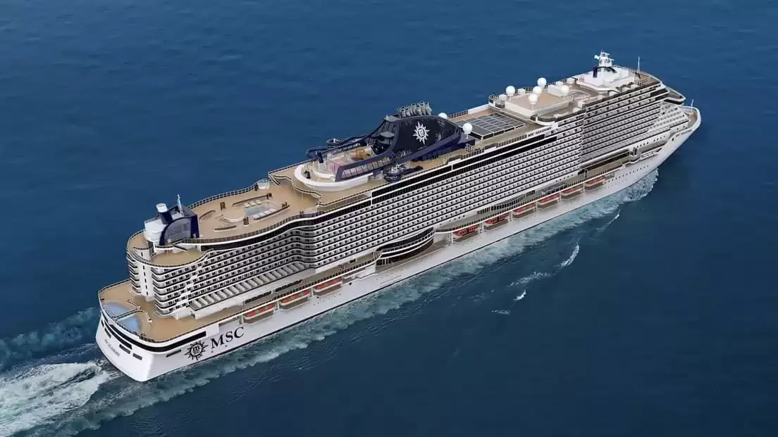 Le MSC Seascape en mer, vu du ciel