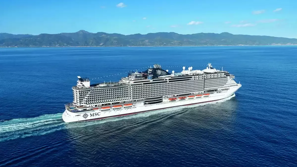 Le MSC Seaside en mer, vu du ciel