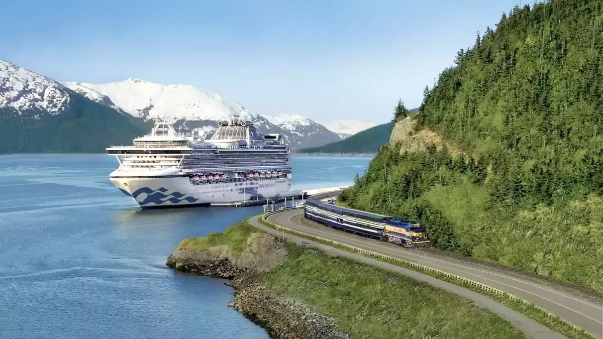 Le Sapphire princess en mer, vu du ciel