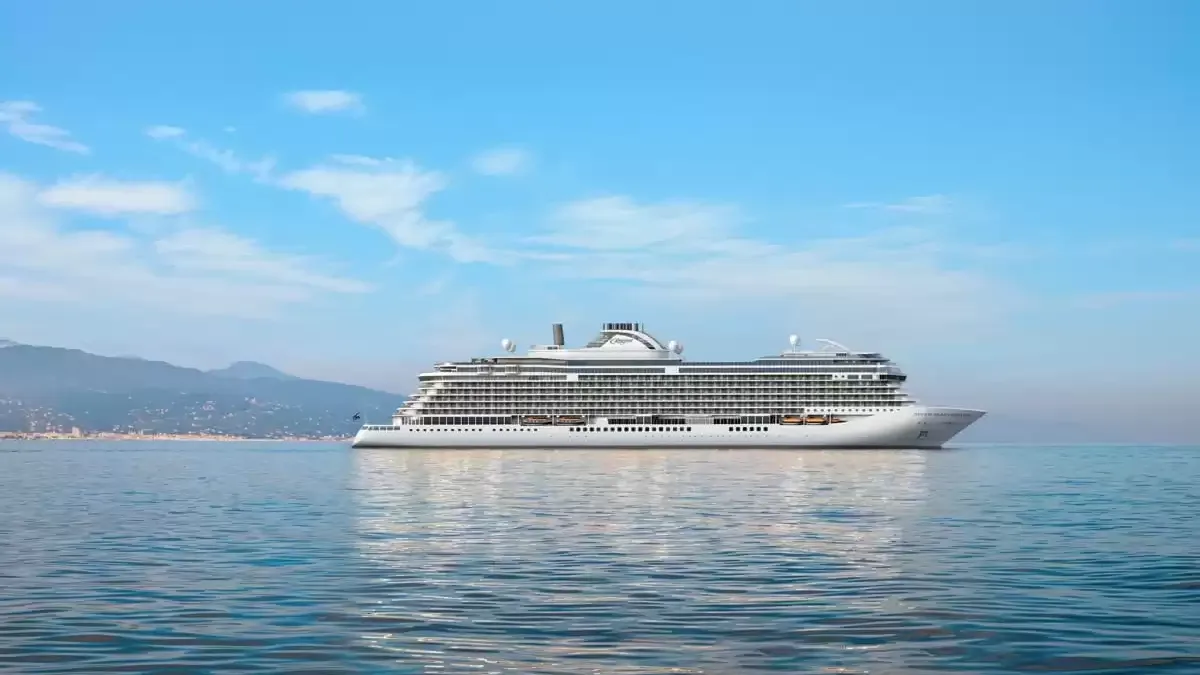 Le Seven Seas Prestige en mer, vu du ciel