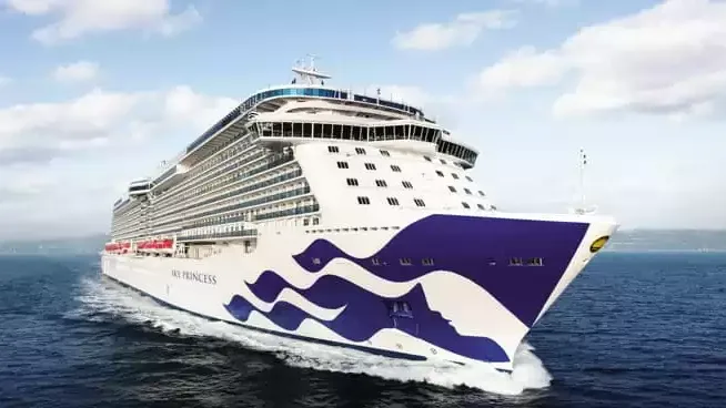 Le Sky Princess en mer, vu du ciel
