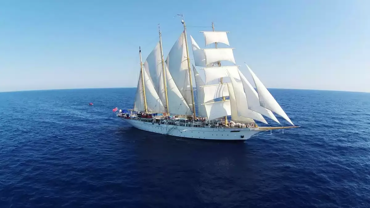 Le Star Clipper en mer, vu du ciel