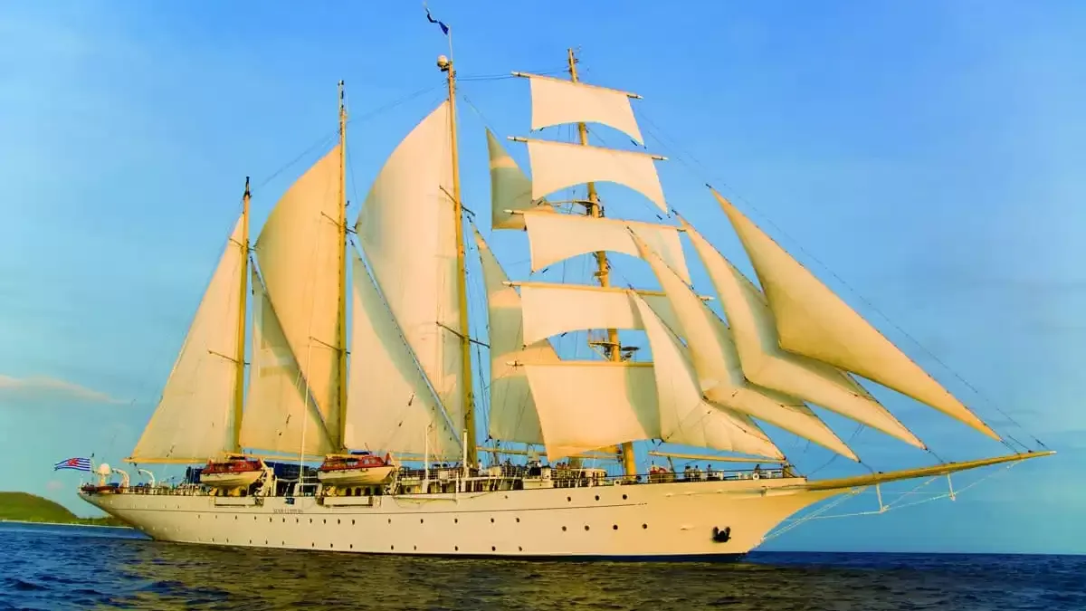 Le Star Clipper en mer, vu du ciel