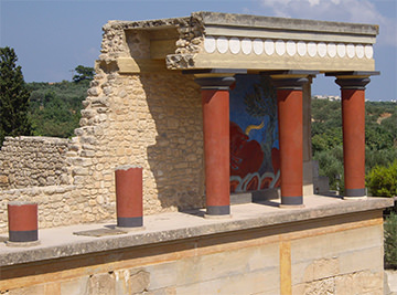 Exemple de reconstitution proposée par Arthur Evans, palais de Knossos