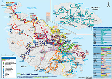 Plan réseau transport en commun à Malte