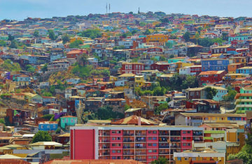 Maisons colorées à Valparaíso, Chili