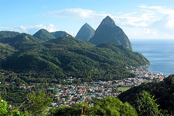 Montagnes sur l'île de Sainte-Lucie