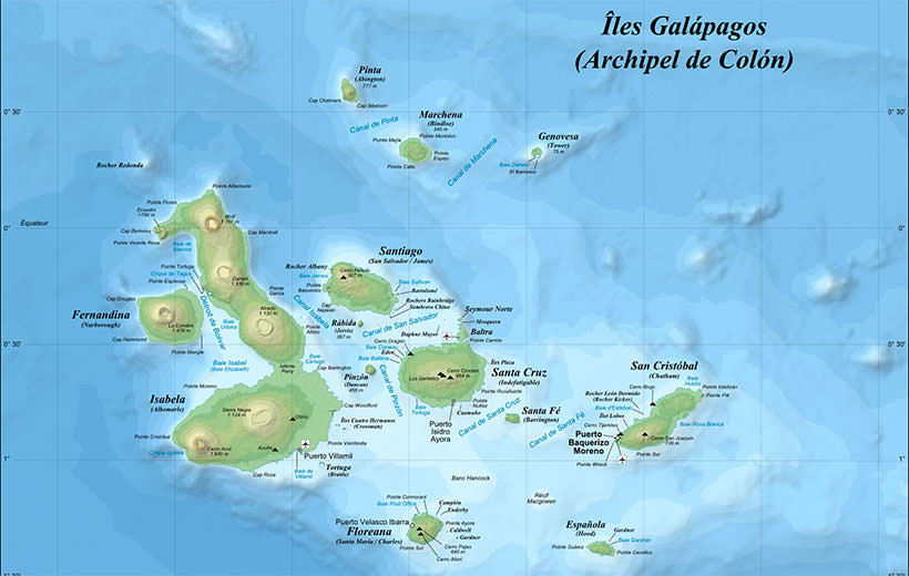 carte des îles Galapagos