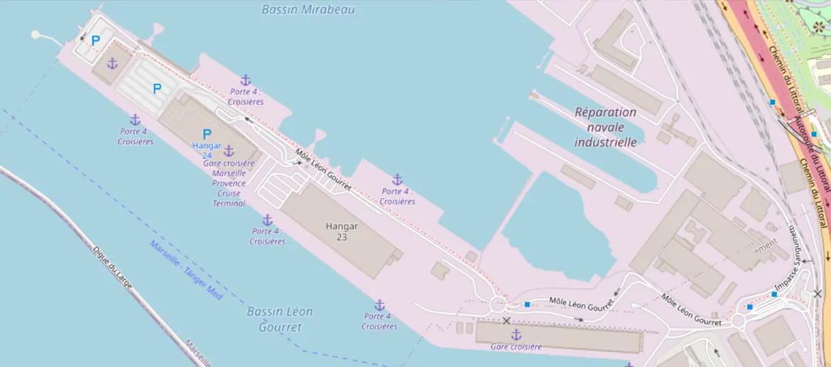 Carte du Terminal de croisière de Marseille, France